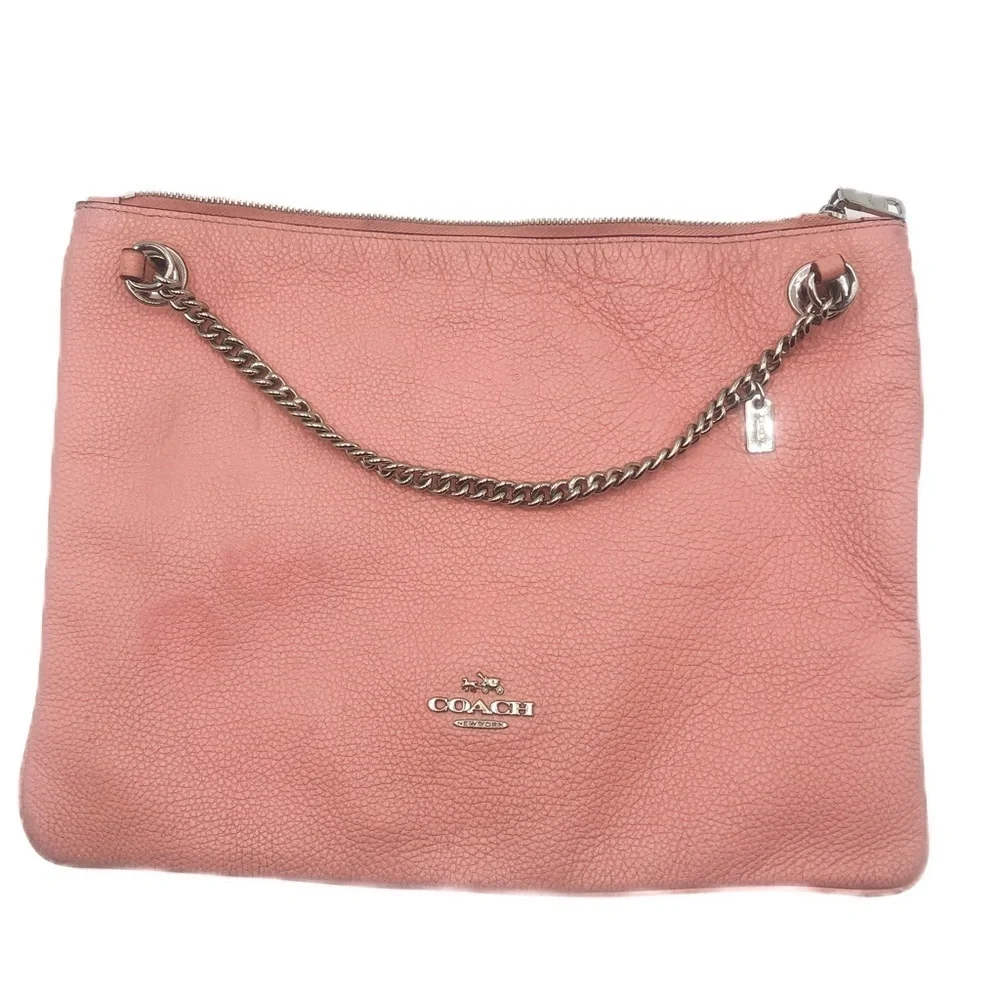Coach Pebbled Convertible crossbody shoulder bag silver pink F52901